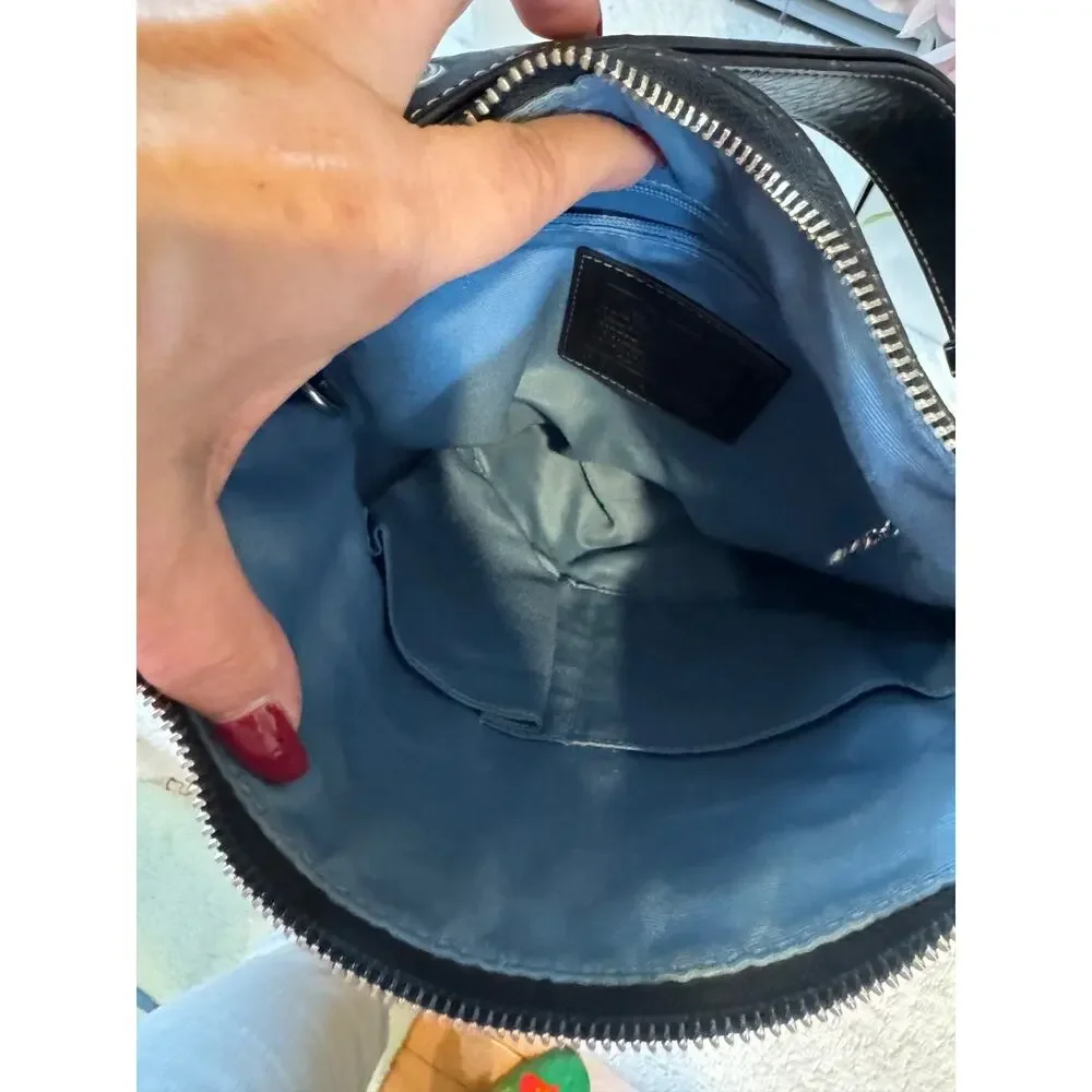 Y2K COACH F12319 PEBBLED LEATHER SHOULDER CROSSBODY BAG BLACKPURSE(150